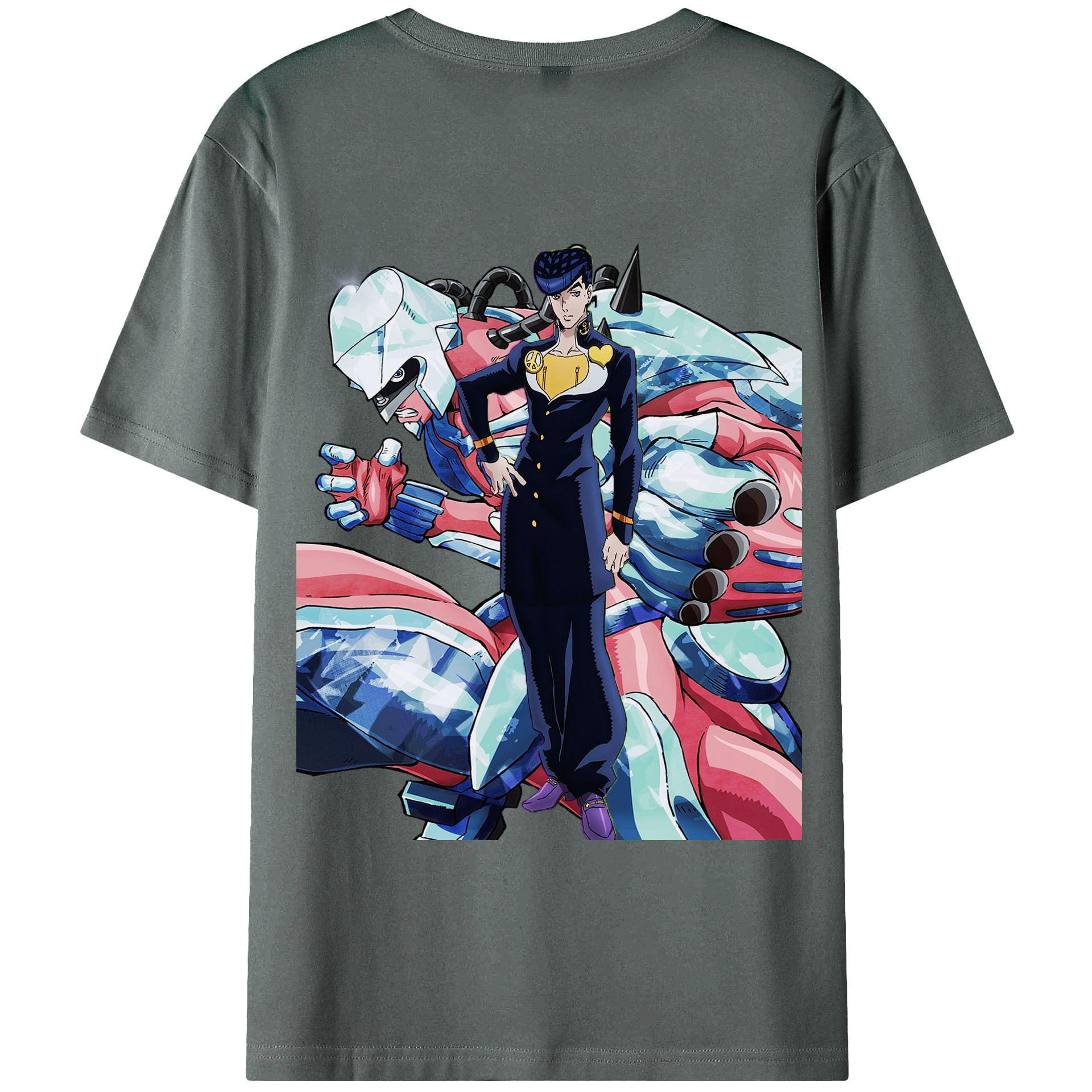 （画像用） ジョジョの奇妙な冒険 ひがしかた じょうすけ JoJo's Bizarre Adventure Higashikata Josuke 綿100％ メンズ半袖Tシャツ（バックプリント） 通気性